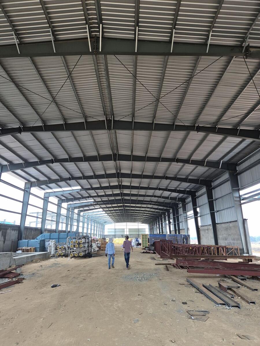 An industrial building under construction